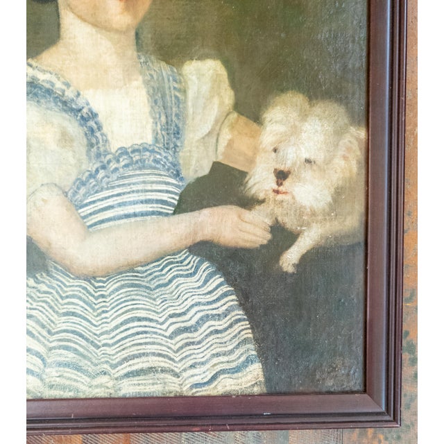 Early 19th Century 19th Century English Folk Provincial Portrait of a Girl and Westie Dog For Sale - Image 5 of 18