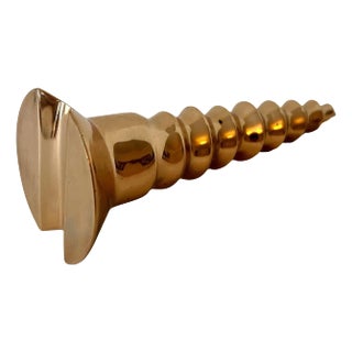 Solid Brass Polished Screw Paperweight For Sale