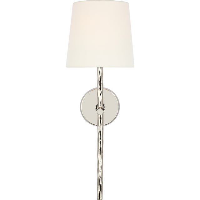 Collette 23" Tail Sconce in Polished Nickel with Linen Shade Designer: Suzanne Kasler Finish: Polished Nickel Height: 23"...