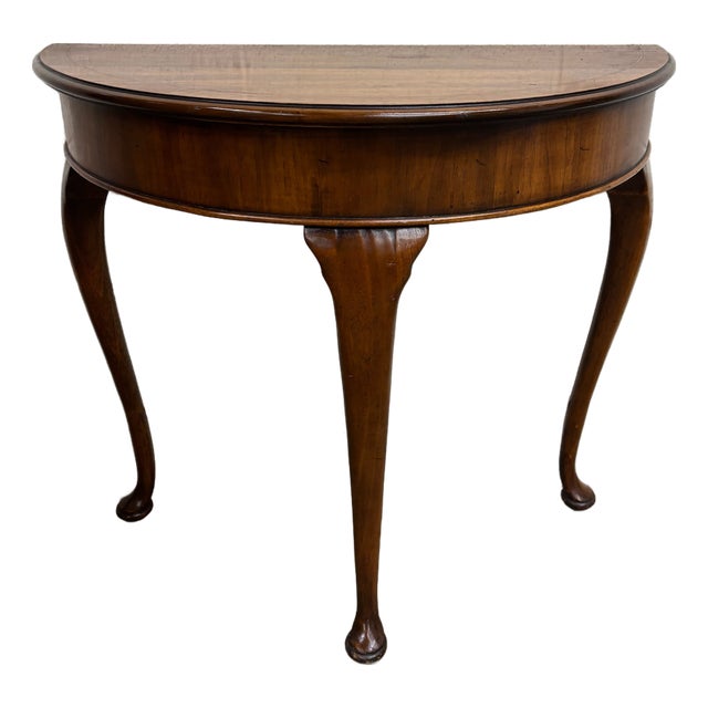 Vintage Queen Anne Style Half Moon Demilune Entry Hall Table Console For Sale