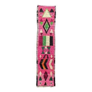 21st Century Pink Berber Moroccan Runner Hallway Rug For Sale