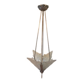 French Art Deco Pendant Chandelier For Sale