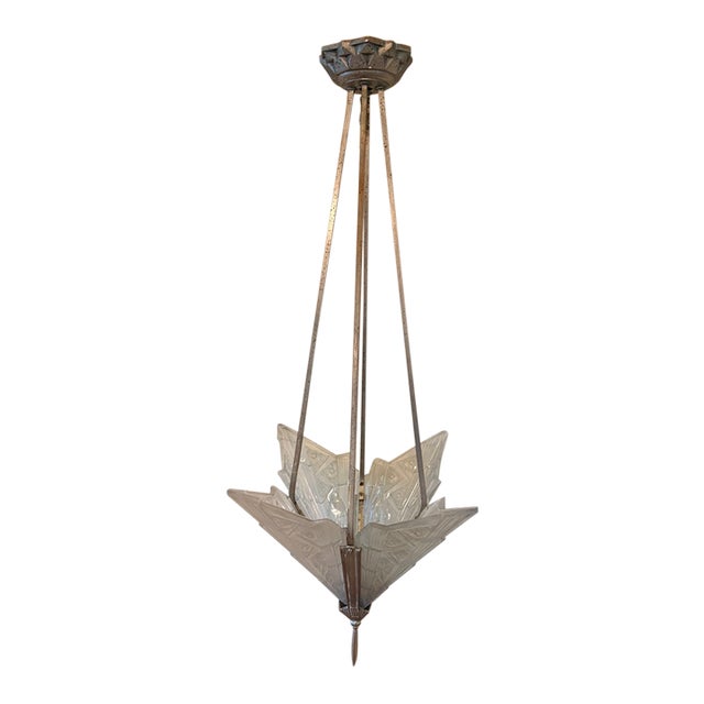 French Art Deco Pendant Chandelier For Sale