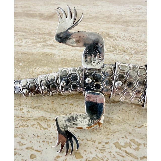 Emilia Castillo Articulated Silver Plate Lizard Sculpture, Taxco Mexico For Sale - Image 9 of 9