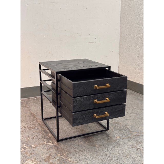 Contemporary Three Drawer Nightstand For Sale - Image 4 of 12