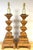 Pair of Monumental Tuscan Carved Pine Column Table Lamps, Rewired. Hand-carved from solid pine, this impressive pair of...