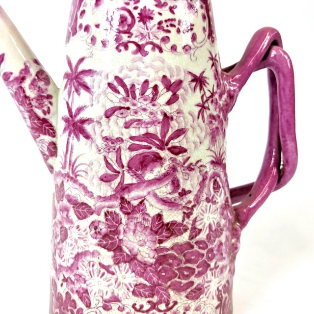 Late 20th Century Hand-Painted Chinoiserie Porcelain Pitcher For Sale In San Francisco - Image 6 of 8