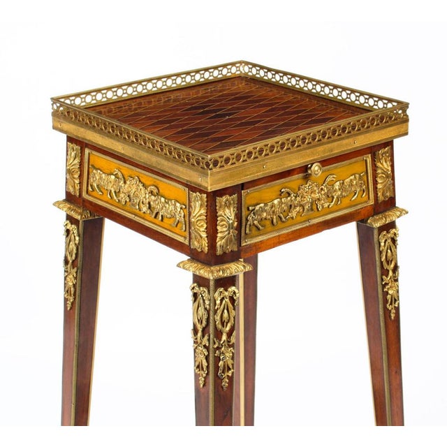 French Parquetry Ormolu Mounted Stand Attributed to François Linke, 19th Century For Sale - Image 4 of 18