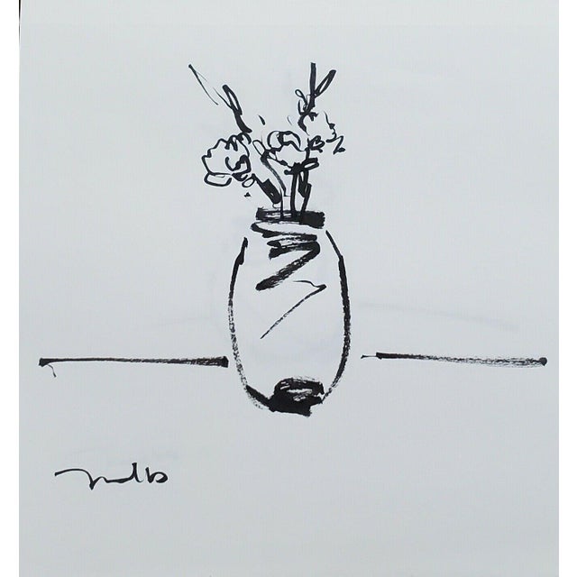 Contemporary Minimalist Floral Still Life Ink Drawing by Jose Trujillo ...