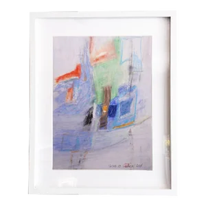 Vague. 29 White Framed Abstract Vibrant Painting