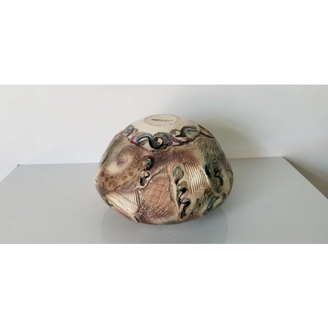 1980s Gail Markiewicz Brutalist Texture Art Patchwork Decorative Vase For Sale - Image 12 of 13