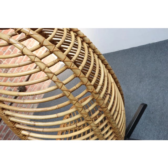 Vintage Bamboo and Rattan Hanging Parrot Chair With Cantilever Steel Frame For Sale - Image 12 of 18