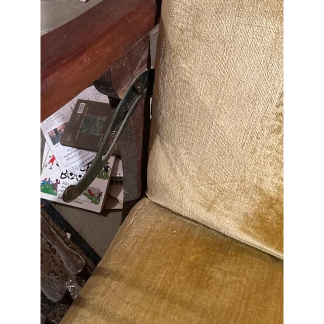 Wood Antique Morris Style Reclining Rocking Chair With Pull-Out Footrest For Sale - Image 7 of 12