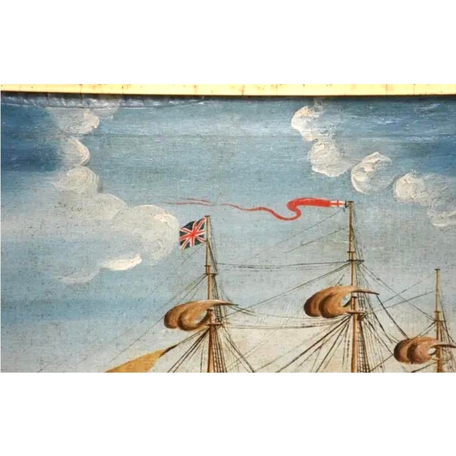 Green "The Triumph Frigate" Maritime Oil Painting For Sale - Image 8 of 12