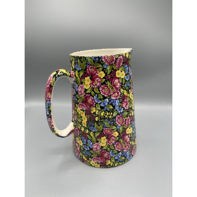 Crown Staffordshire Vintage Crown B Burslem Staffordshire Chintz Floral Pitcher For Sale - Image 4 of 7