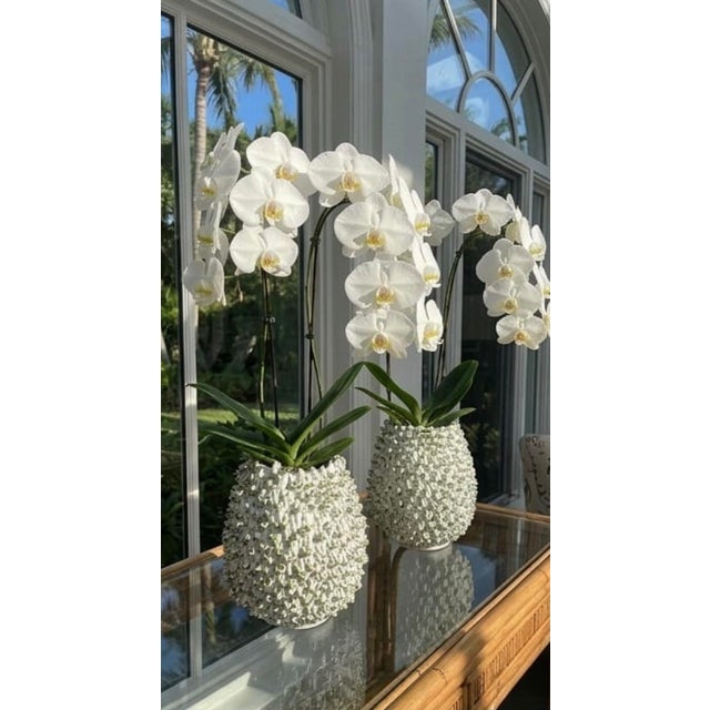 Pair of Vintage Italian Textured Sea Urchin Ceramic Studio Vases For Sale - Image 10 of 11