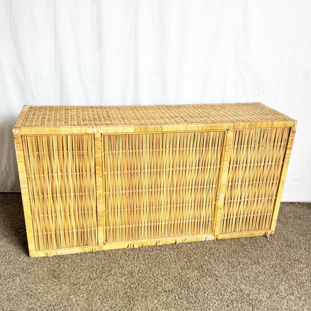 Late 20th Century Vintage Boho Chic Wicker Credenza For Sale - Image 5 of 11