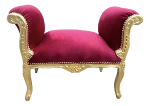 1970s French Louis XVI Red Velvet Beech Bench – 1 Piece
