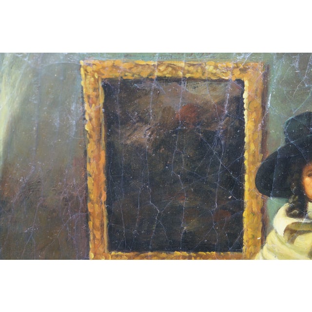 Late 20th Century The Glass of Wine Dutch Oil Painting After Johannes Vermeer Canvas Framed For Sale - Image 11 of 11