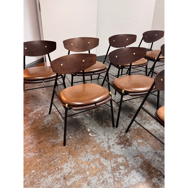 Brown District Eight Kink Leather Dining Chairs, Set of Eight For Sale - Image 8 of 12
