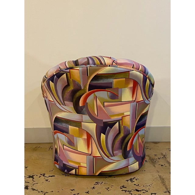 1990s Postmodern Multi Composed Clam Shell Barrel Chair