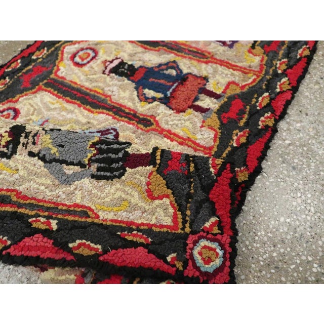 Textile Galerie Shabab Collection Mid-20th Century American Pictorial Hook Rug For Sale - Image 7 of 8