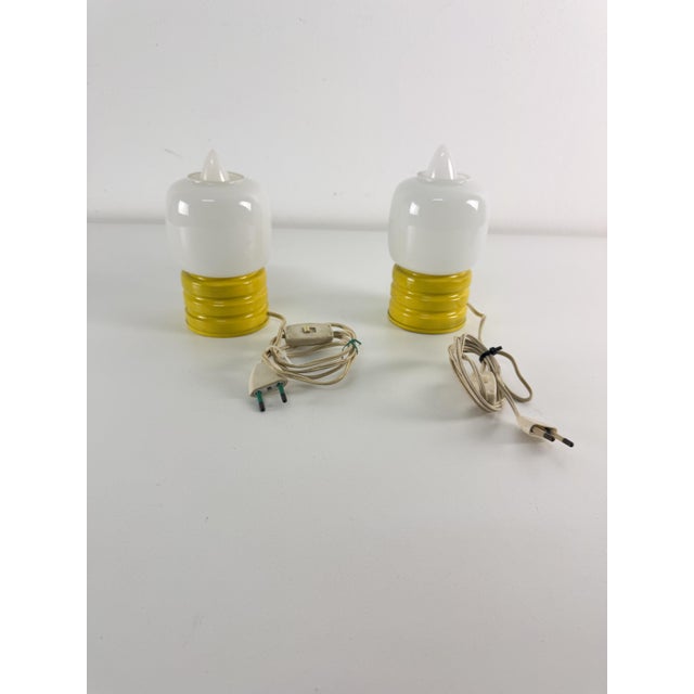 Vintage Bedside Lamps in Colored Metal and Opal Glass, 1970s, Set of 2 For Sale - Image 10 of 12