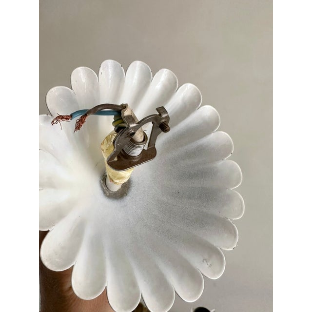 Italian White Tole Daisy 3-Light Chandelier, 1970s For Sale - Image 17 of 18