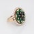 Vintage Diamond Pearl Ring Green Enamel Large Round Cocktail 14k Gold Sz 5 For Sale - Image 4 of 6