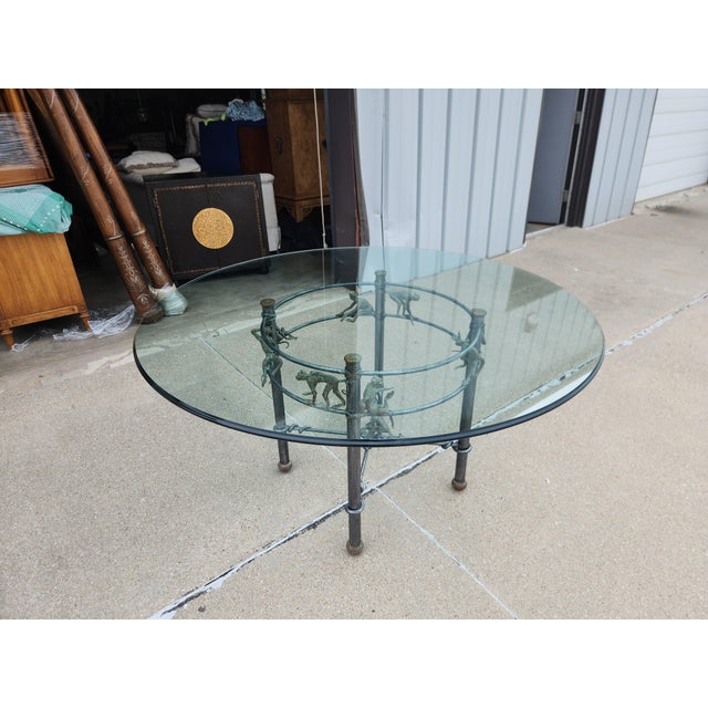 Gray Vintage Maitland-Smith Dining Table Bronze Monkey Decor Brass Accents For Sale - Image 8 of 10