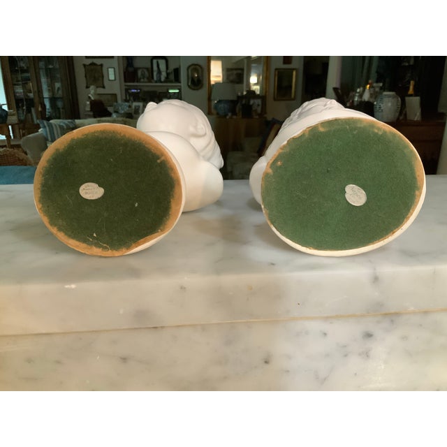 Cream Pair of Blanc De Chine 9” Busts of Victorian Revival Style Children Made by Napco in the 60’s. For Neoclassical, Traditional, Eclectic or Baby Nursery For Sale - Image 8 of 9