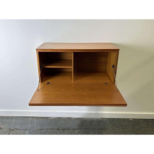 Robert Heritage Mid-Century Wall-Mounted Illuminated Drop-Front Desk Cabinet by Beaver & Tapley For Sale - Image 4 of 12