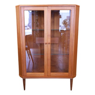 Danish Corner Display Cabinet in Teak with Lighting, 1960s For Sale