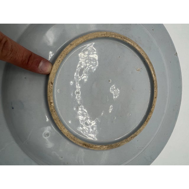 Antique Tin Glazed Earthenware Delft Blue Decorated Plate, English, Circa 1750's For Sale - Image 10 of 12