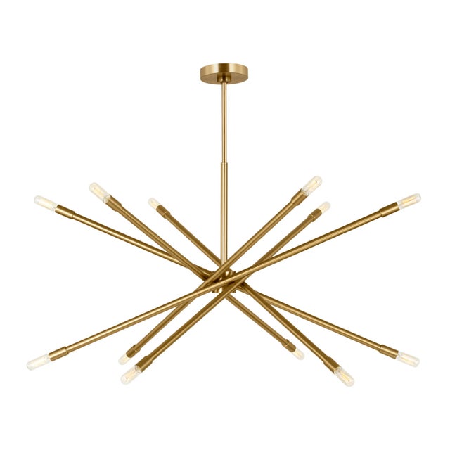 Modern Chapman & Myers by Visual Comfort Studio Eastyn 12-Light Extra Large Chandelier in Burnished Brass For Sale - Image 3 of 3