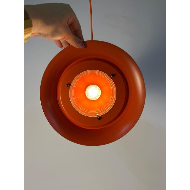 Metal Silver-Orange Louvered Lamp by Carl Thore for Granhaga For Sale - Image 7 of 11