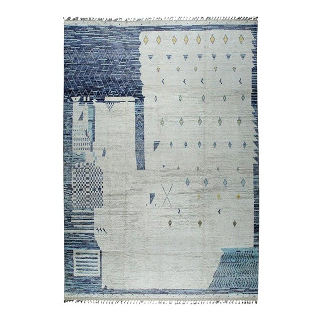 9x13 Gray Hand-Knotted Wool Deconstructed Geometry Tribal Modern Carpet Rug For Sale