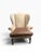 A handsome Ralph Lauren Home Devonshire wingback chair, upholstered in luxurious neutral suede and detailed with classic...