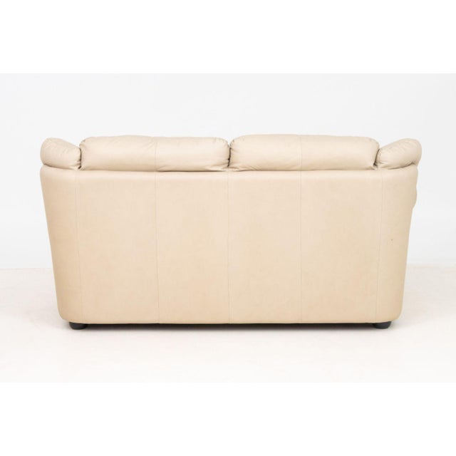 Beige Modern Beige Leather Upholstered 2-Seat Sofa For Sale - Image 8 of 8