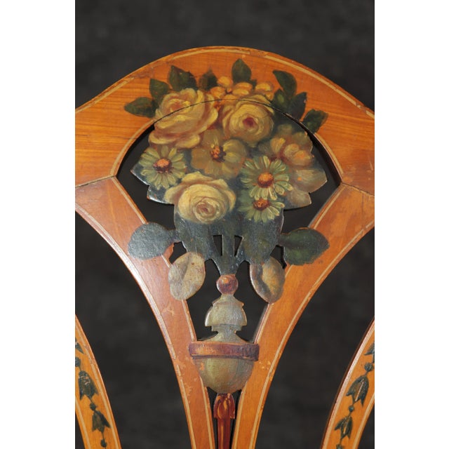 Rare Seven Piece Paint Decorated English Adams Parlor Set With Settee For Sale - Image 11 of 12