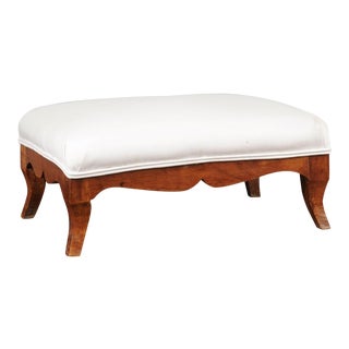 19th Century Italian Cherry Footstool with Scalloped Apron For Sale