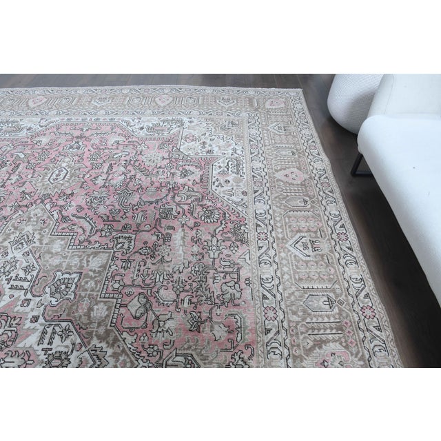 1960s 1960s Vintage Persian Handmade Wool Cotton Light Pink Area Rug For Sale - Image 5 of 11