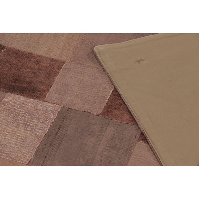 Textile Vintage Turkish Patchwork Rug in Soft Brown and Beige Tones - Rug & Kilim For Sale - Image 7 of 9