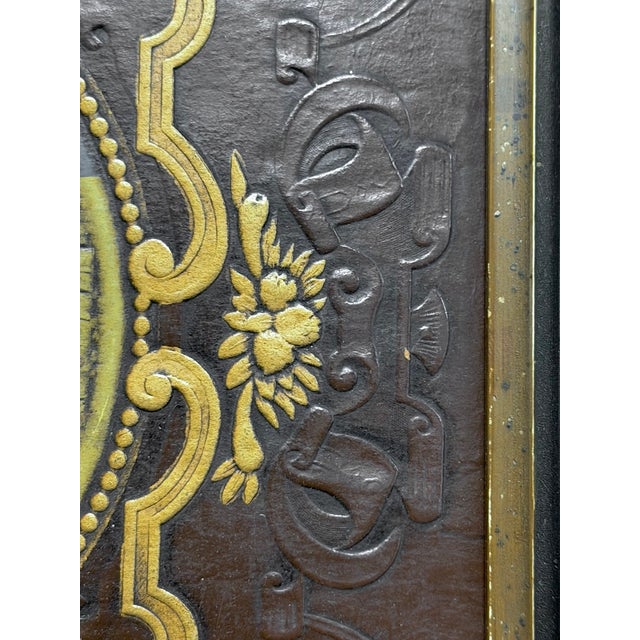 Antique Framed Embossed Colonial Philadelphia Village Scene Leather Panel For Sale - Image 10 of 14