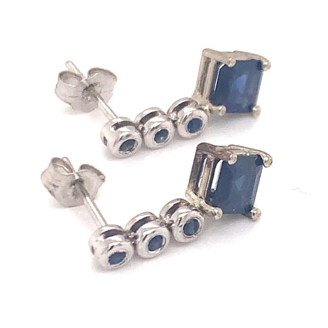 Blue Natural Sapphire Dangle Earrings 14k Gold 1.32 TCW Certified For Sale - Image 8 of 11