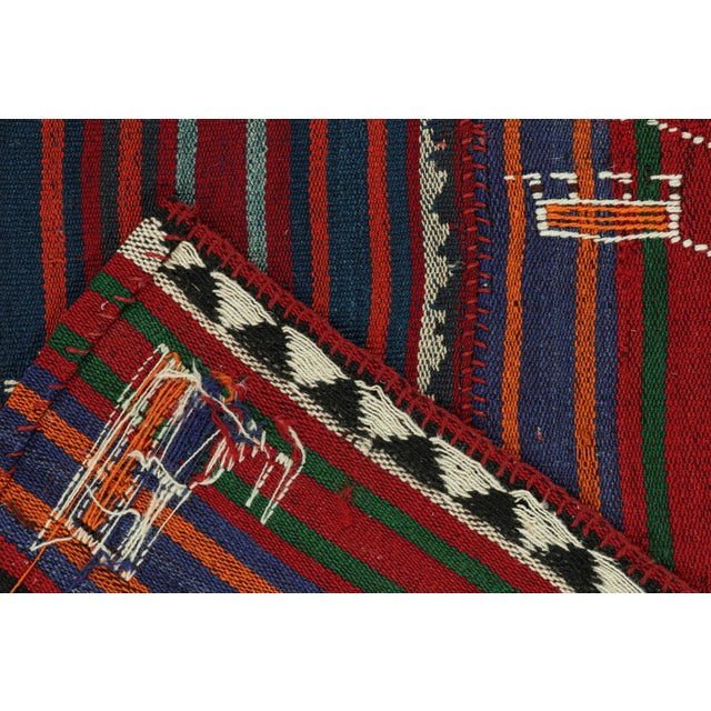 Textile 1950s Vintage Shahsavan Persian Kilim Rug in Red and Blue Patterns by Rug & Kilim For Sale - Image 7 of 7