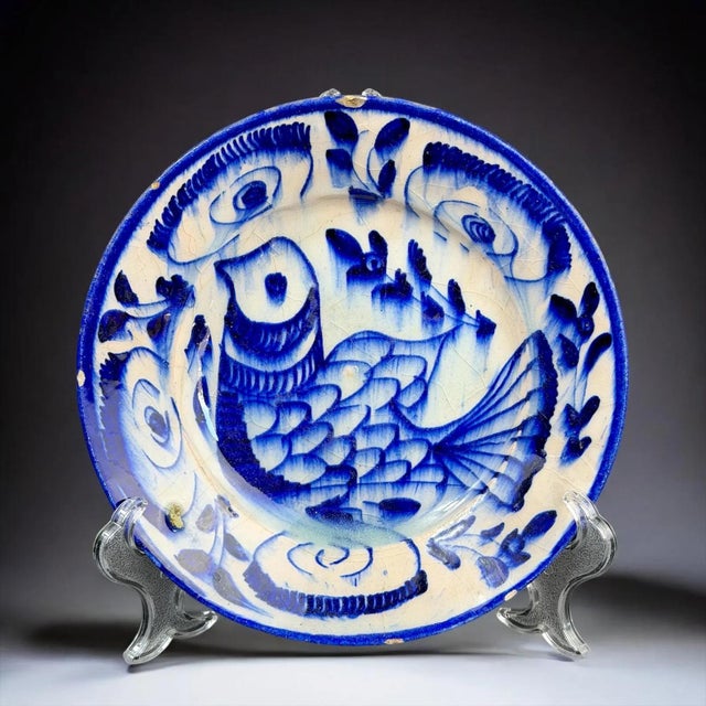 Middle Eastern Style Blue and White Pottery Plate, 1700s For Sale - Image 11 of 11