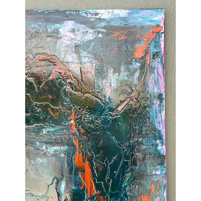 Burnt Orange Vintage Abstract Expressionist Painting on Canvas For Sale - Image 8 of 12