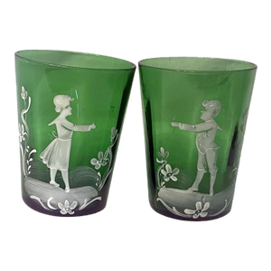Late 19th Century Pair of Mary Gregory Tumblers
