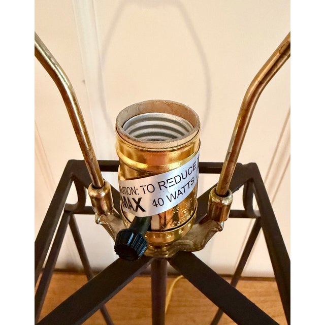 Brown Early 2000s Open Cage Table Lamp With Shade For Sale - Image 8 of 13